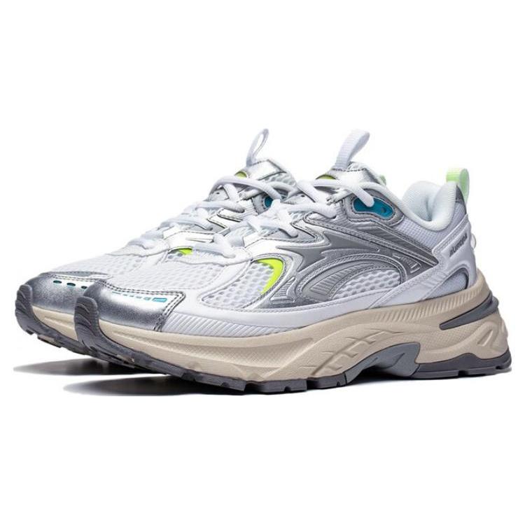 Li Ning Aurora 2K Износостойкие Низкие Повседневные Кроссовки Женские Серебристо-Белые AGCT108-3