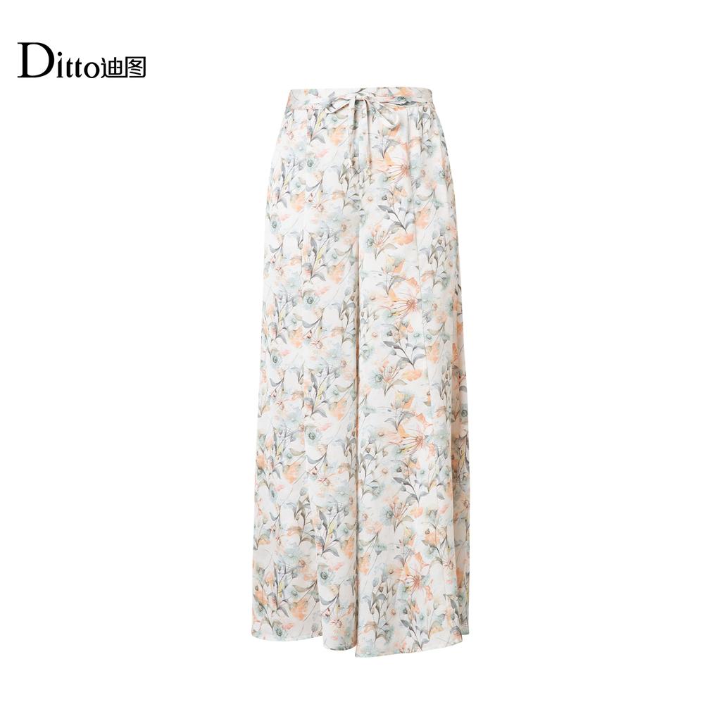 Ditu printed high waisted wide leg casual pants