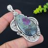 Ruby In Fuchsite  Handmade Ethnic 925 Silver Jewelry Pendant 2.96" H5s89