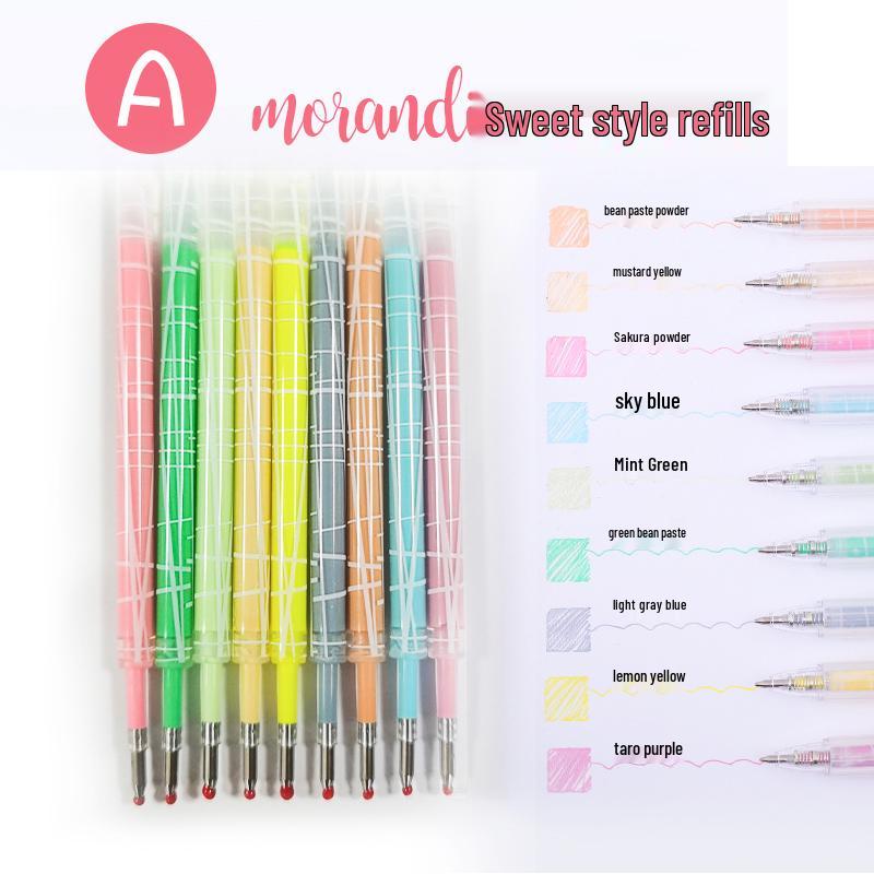 Ретро стержни для ручек в цветах Моранди: Нажимной тип, Нейтральные оттенки, Идеально для студентов, Ежедневников, Выделения и Канцелярия в японском стиле