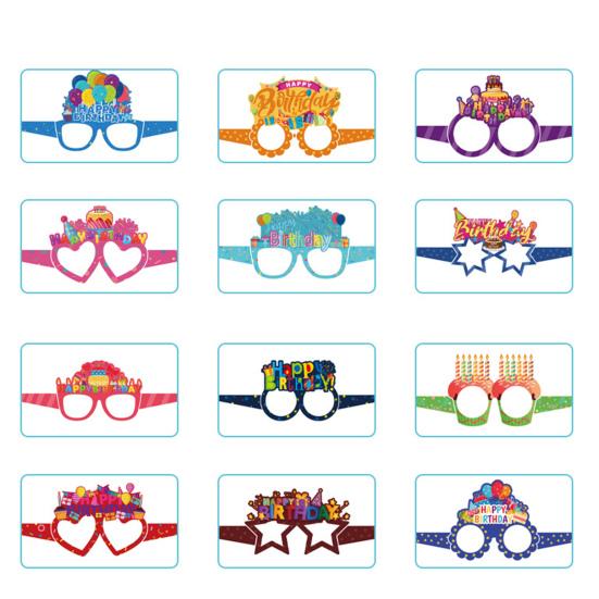 6Pcs Happy Birthday Glasses Frame Baby Shower Kids Boys Girls Birthday Party Decoration Paper Eyeglasses Eyewear Photo Prop Party Supplies