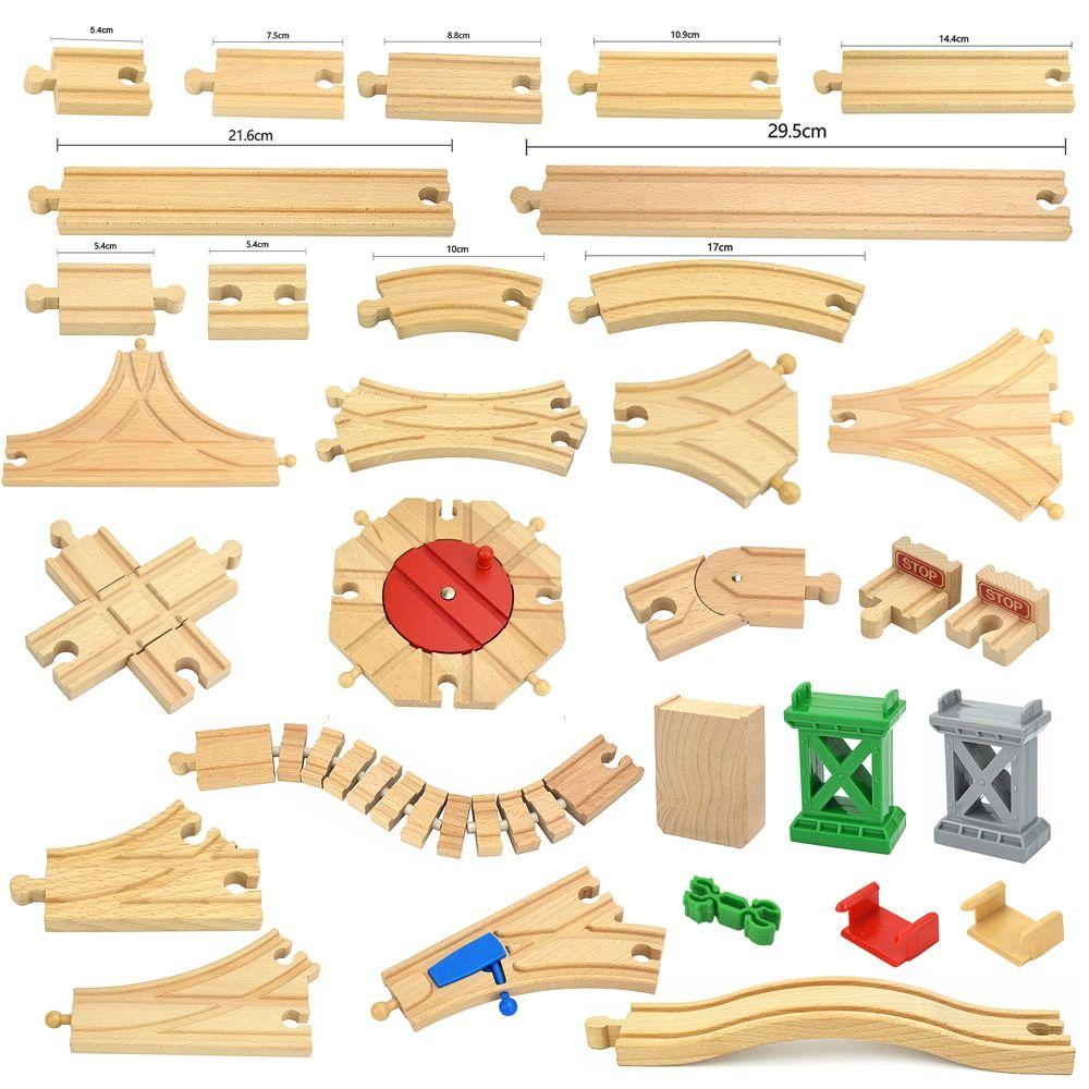 Children Wooden Track Accessories Train Track Toys Track Connector Toys Wooden Track Railway Toys