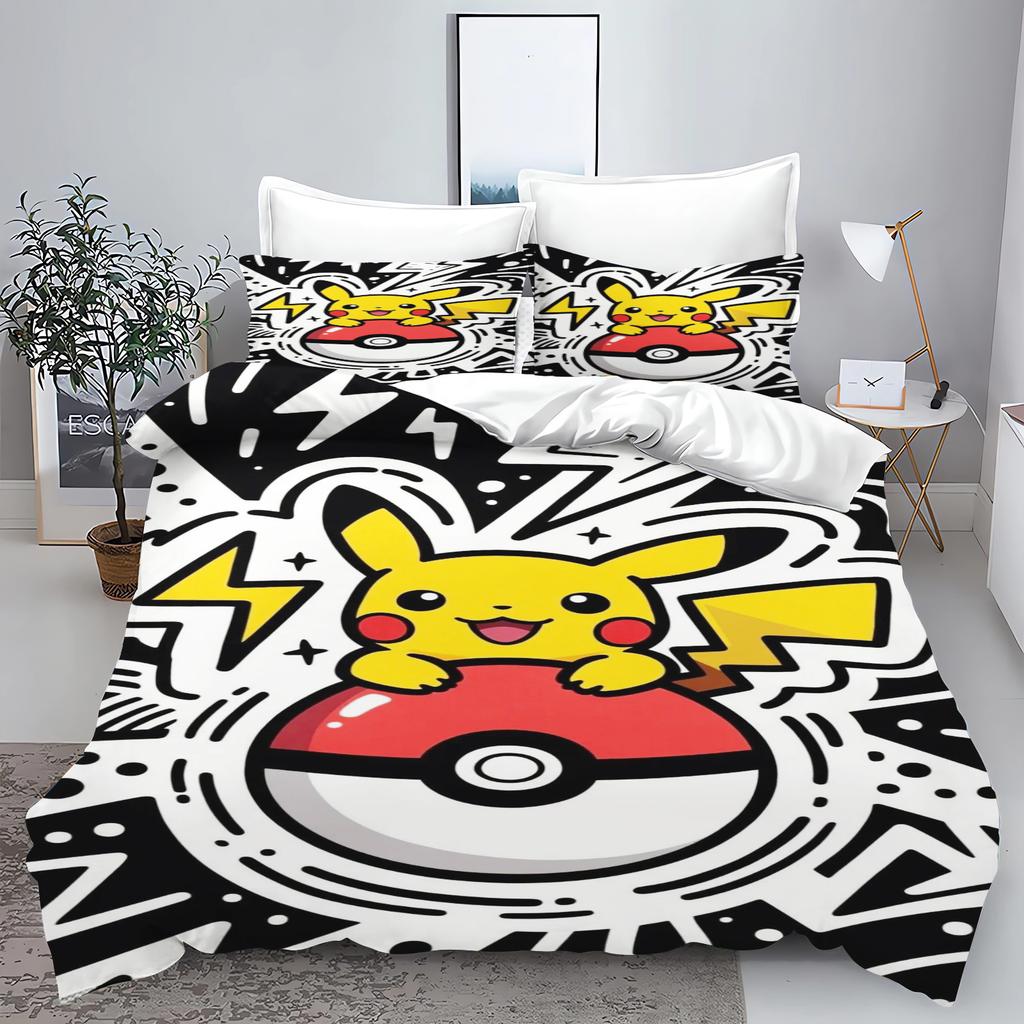Comforter Pokémon Tuya Anime Home Bedroom Comforte Nordic Polyester Material Suitable For Children And Adults 3-Piece Set
