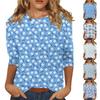Женская модная повседневная свободная футболка с круглым вырезом и рукавами 3/4 с принтом, женский топ