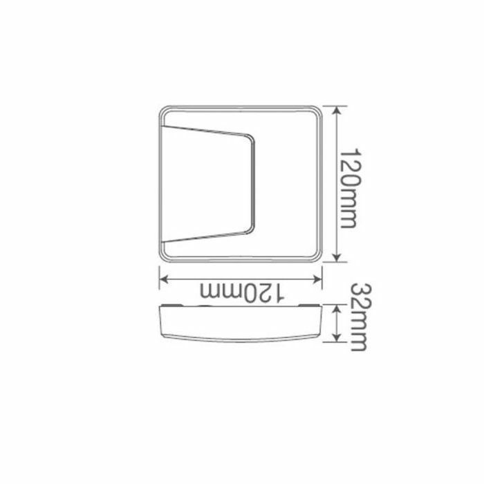 Applique murale carré LED 3W IP65 Dim. 120x120mm