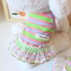Puppy Summer Clothes Pet Outfit Lace Striped Dog Dress Cat Vest Chihuahua Bichon Yorkie Suspenders Skirt Cute Female Dog Tshirt
