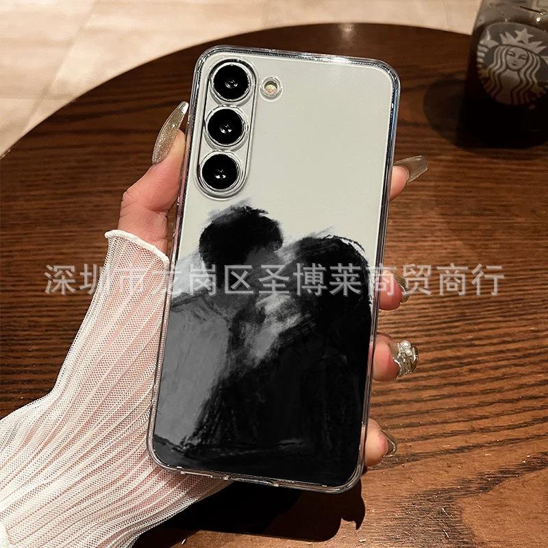Масляная живопись пара для чехла мобильного телефона Samsung S26ULTRA Galaxy S23 с мелкими отверстиями S25 прозрачный NOTE20 противоударный