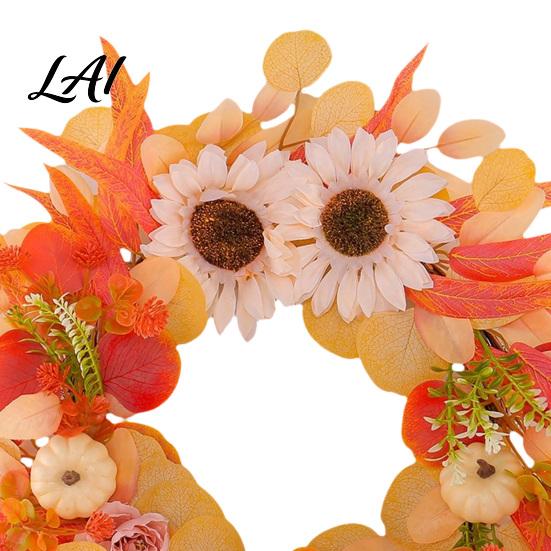 Weather Resistant Autumn Door Wreath 20 Inch Fall Wreaths for Front Door Harvest Farmhouse Style Decor with Pumpkins Sunflowers Leaves Thanksgiving