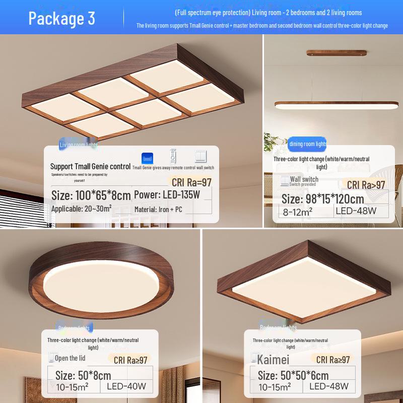 "Walnut Ceiling Lamp - Full Spectrum Eye Protection for Living Rooms & Bedrooms"