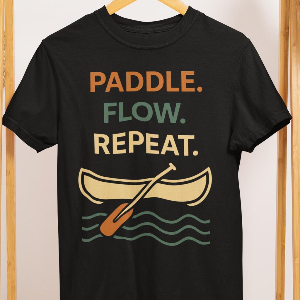 Paddle Flow Repeat Canoe Shirt | Retro Canoeing T-Shirt for Paddlers | Comfort Colors 1717