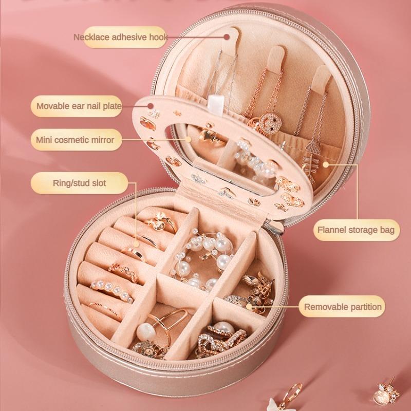 Изысканная кожаная шкатулка для украшений, дорожная портативная шкатулка для ожерелий и колец, розовый многофункциональный органайзер для женщин, упаковка