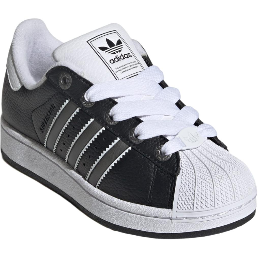 Adidas Superstar 2 J Черные кроссовки для детей с лентикулярными полосками Основной черный Матовый серебристый Облачно-белый JQ0314