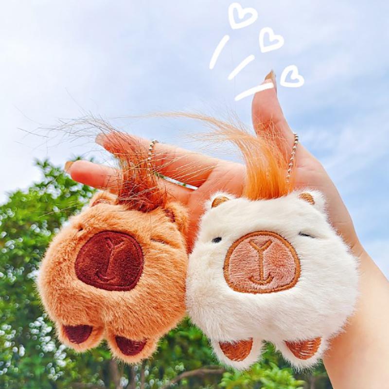 Забавные плюшевые игрушки капибара милый брелок плюшевая подвеска кукла кулон рюкзак автомобильный брелок декор капибара аксессуары детский подарок