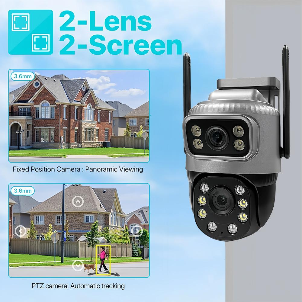 8-мегапиксельная 4K PTZ IP-камера для наружного использования с двумя объективами, двумя экранами, 4G SIM-картой, высокой четкостью, искусственным интеллектом, обнаружением человека, видеонаблюдением