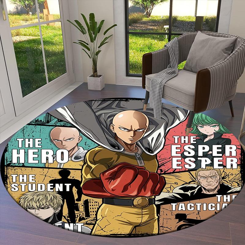 Onepunch Man Round Area Rug Carpet Rug For Living Room Bedroom Sofa Playroom Decor Nonslip Floor Mat