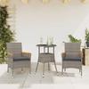 VidaXL Garden Dining Set and Cushions 3 Pcs Grey Rattan Glass 3278723