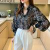 MODIQUE весна лето большие размеры женские свободные элегантные хлопковые шелковые тюлевые блузки с цветочной вышивкой рубашки женские модные повседневные пальто с v-образным вырезом и рукавами-фонариками
