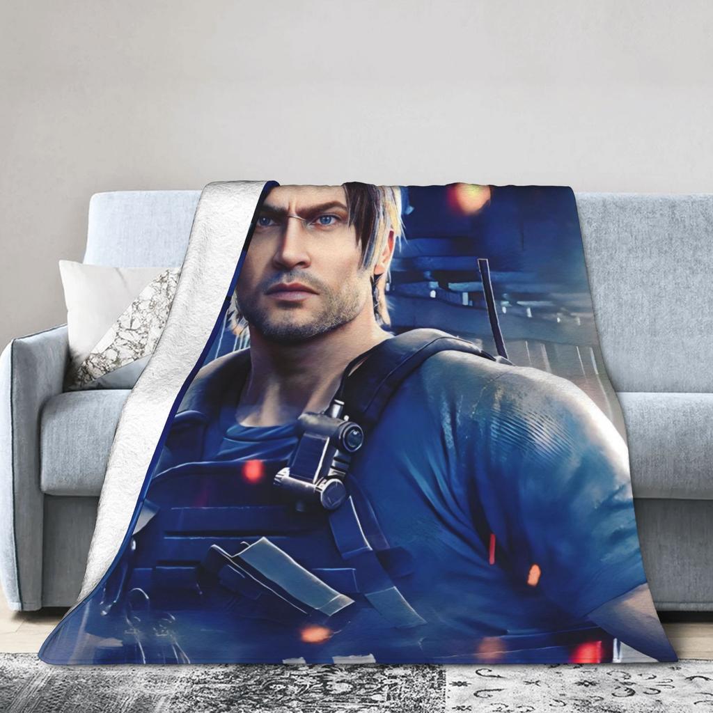 Leons Kennedy Residents Evils Warm Soft Blanket Students Plush Throw Blanket Pattern Couch Chair Flannel Bedspread Bed Cover