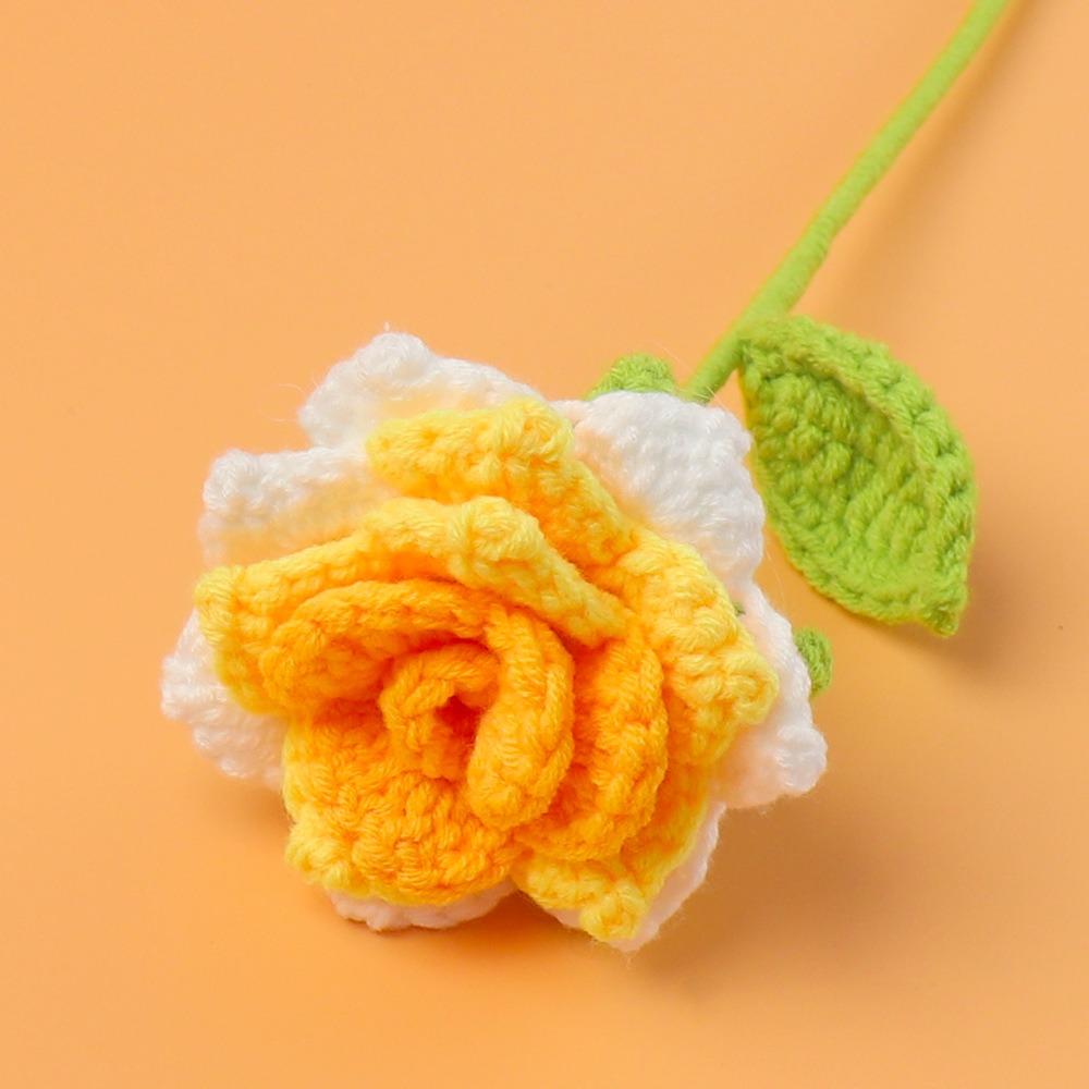 DIY Crochet Rose Flower Photo Props Romantic Knitting Flowers Anniversary