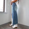2025 Spring New High-waisted Irregular Burlap Denim Skirt Women's Old Wash Half-body Casual Skirt
