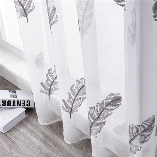 Современные короткие прозрачные шторы с вышивкой листьев для гостиной, спальни, детские оконные тюлевые шторы, жалюзи, вуаль, шторы