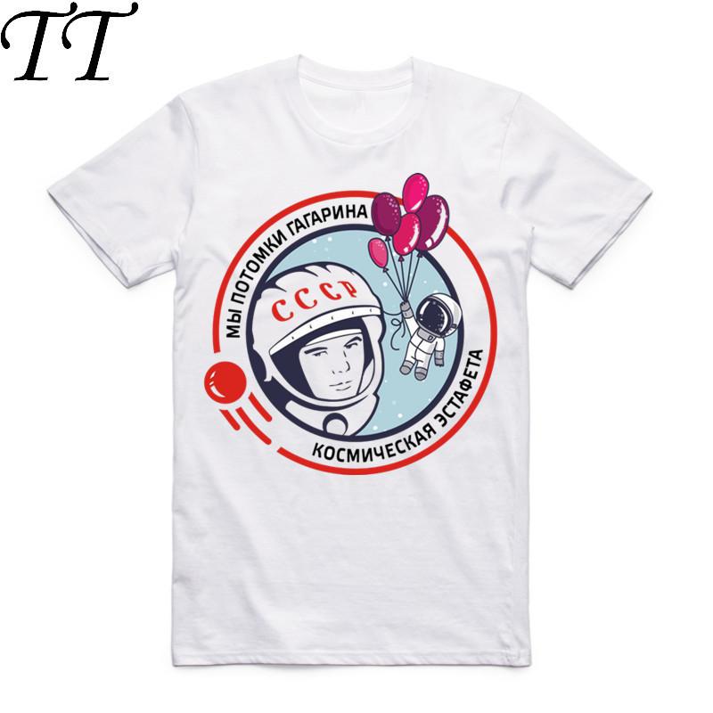 CCCP USSR Gagarin Tshirt Design Printed Summer O-neck Men's T Shirt Cool Short Sleeve Men Cloth