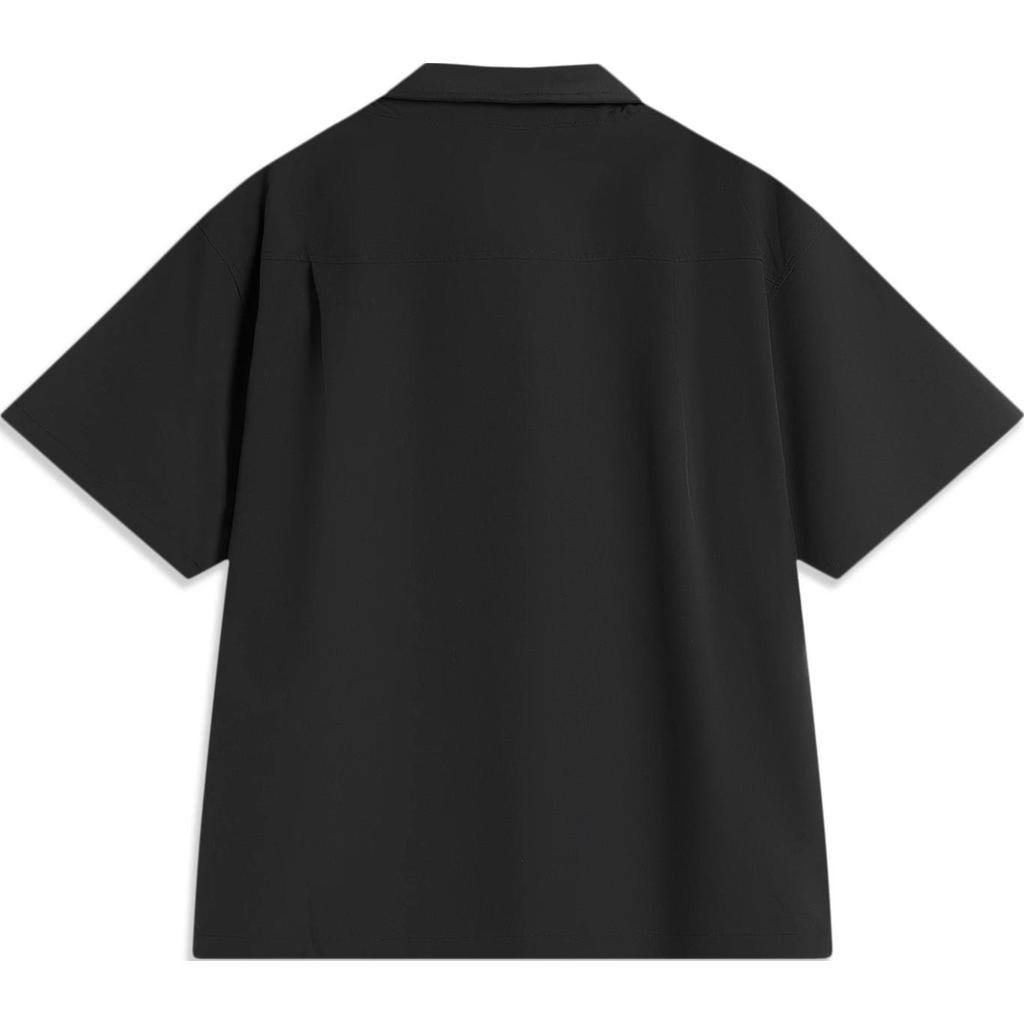 Li Ning Серия спортивного образа жизни Однотонная рубашка поло на пуговицах Удобная дышащая Рубашка с коротким рукавом Свободного кроя Мужские рубашки Черный ASHU239-2