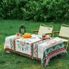 Bohemian Style Cotton Linen Tablecloth Picnic Blanket Outdoor Camping Mat Waterproof Ground Cover