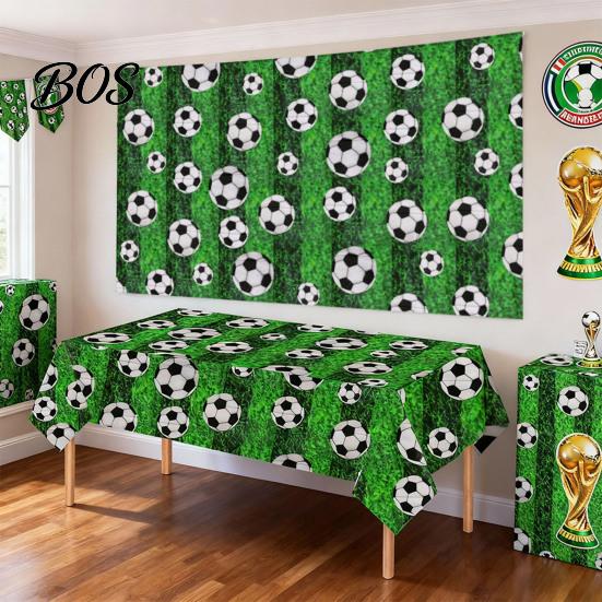 Party Background Cloth Decorative Football Tablecloth, Waterproof PE Design, Rectangular Tables Fan Decoration Field Cloth, for Decorations