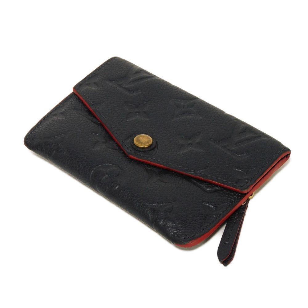 Б/у 12564 Pochette Cle M62017 7943 Брелок Компактный кошелек RFID Monogram Empreinte Морской Красный Унисекс из Японии