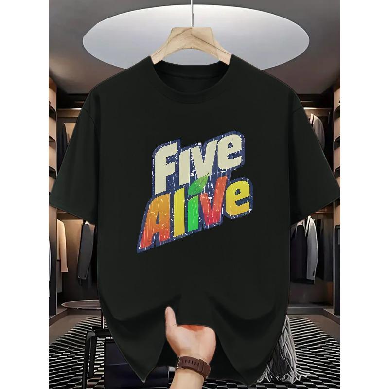 Мужская баскетбольная футболка Five Alive - Смелый принт "Five Alive" с разноцветным всплеском, дышащая повседневная футболка с круглым вырезом для лета
