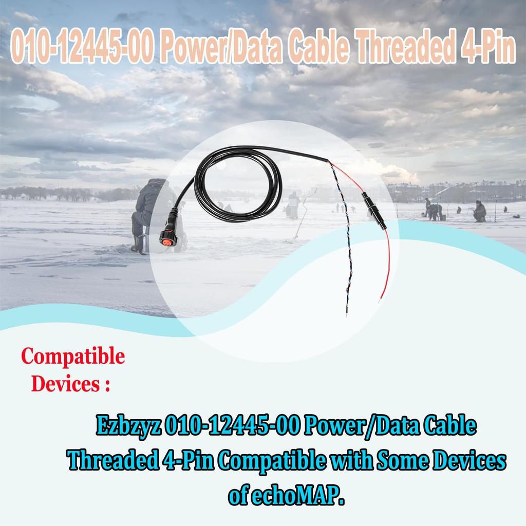 TM 010-12445-00 Power/Data Cable Threaded 4-Pin Replacement for Garmin Transducers echoMAP Chirp/Plus/UHD, GPSMAP & for Panoptix
