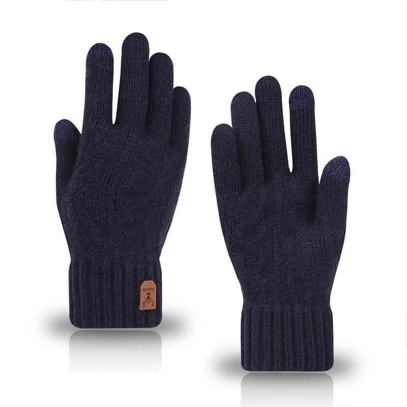 Latest Men's Warm Gloves Winter Touch Screen Plus Fleece Gloves Cold Warm Wool Knitted Gloves