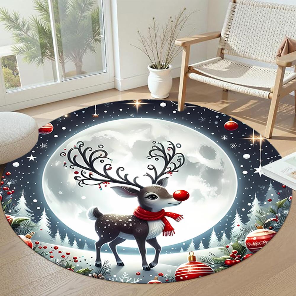 Elk Round Office Rug Perfect for Entryway Study room Playrooms Foyer Anti-slip Round Rug Decorate Offices Perfect Gift for Friends Family
