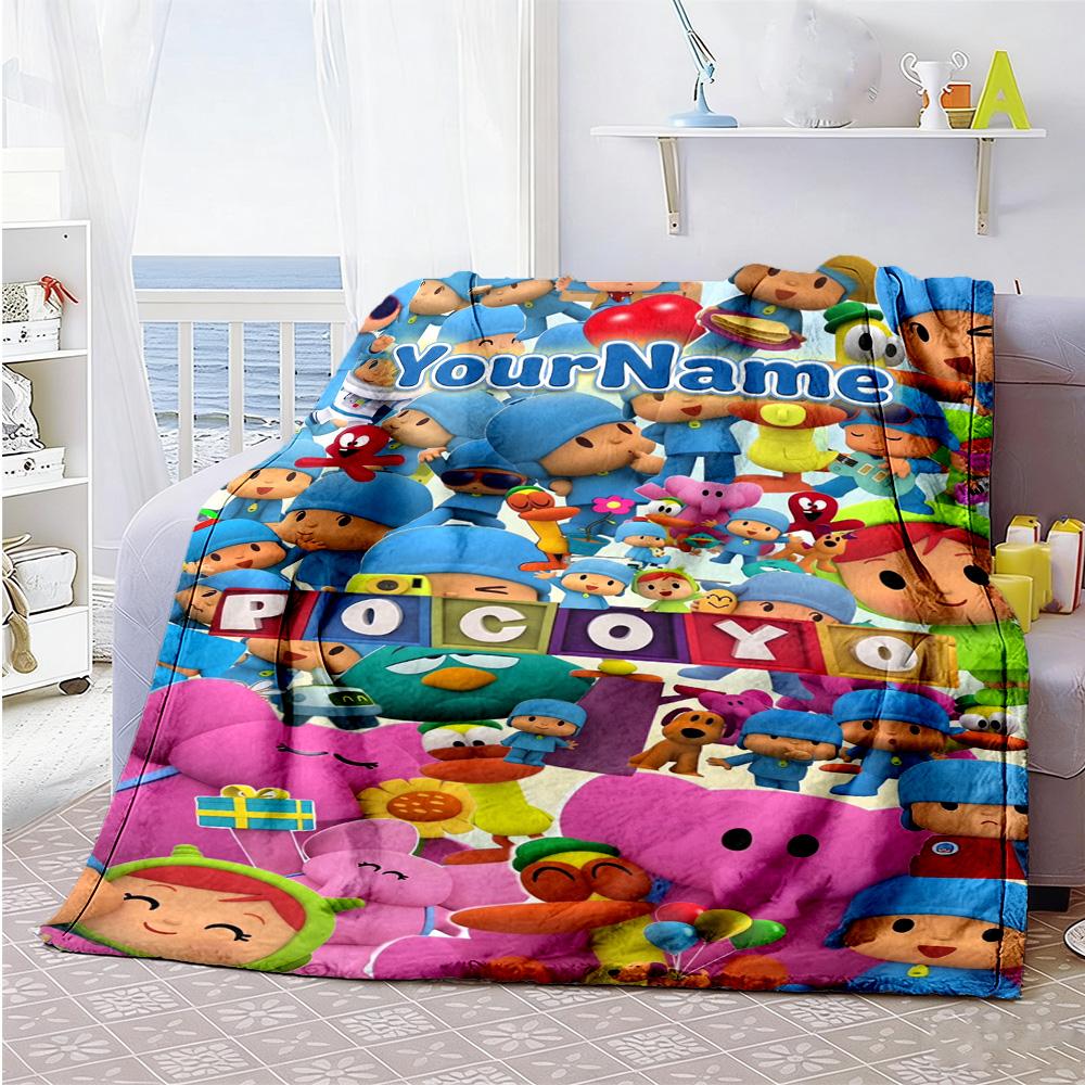 Pocoyo Personalized Name Blanket Gift Customizable Blanket Ultra-Soft Great for Home Decor Picnics Livingroom Living Room All-Season Use