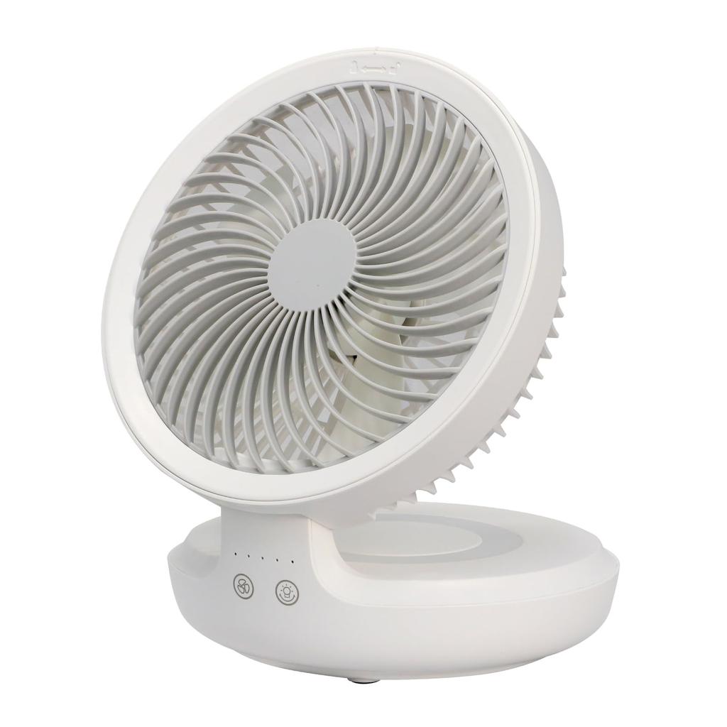 SK Japan Rechargeable Folding Desk Fan, Wall-Mountable, Circulator, White, Oscillating DC Motor