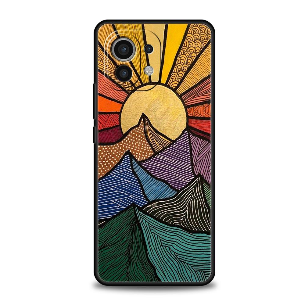 Абстрактный Рассвет в Горах Линейный Чехол для Xiaomi Mi 17 15T 15 14 14T 13T 12T Pro 12 13 Lite 5G 11T Poco X6 X7 X5 Pro Мягкая Крышка