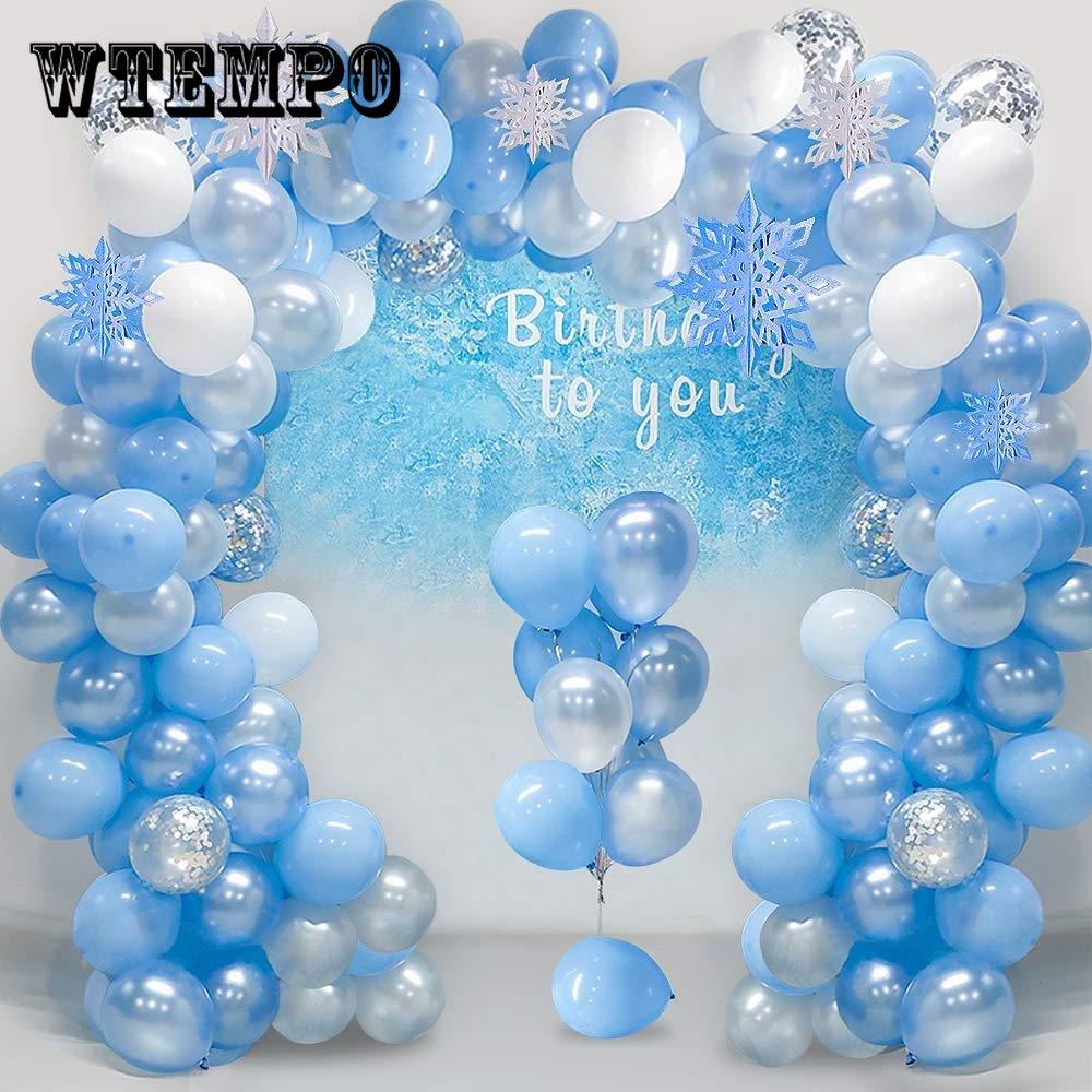 125 шт., серебристо-синяя снежинка, алюминиевая пленка, воздушный шар, гирлянда, арка, комплект, зимняя страна чудес, вечерние, день рождения, свадьба, декор для детского душа