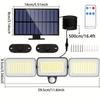 1/2/4 шт. Уличные солнечные фонари с 224 светодиодами, датчиком движения, пультом, 3 режимами, водонепроницаемые, 3-головочные солнечные прожекторы для двора сада