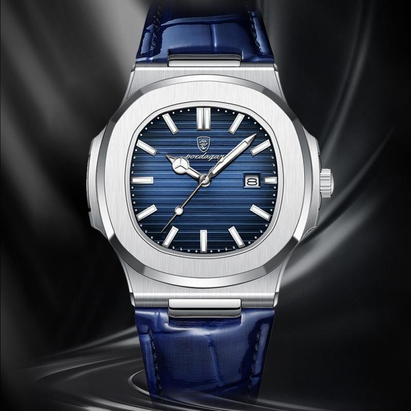 Новинка 2023 года, модные мужские кварцевые часы с простым циферблатом, светящимся водонепроницаемым календарем, кожаные спортивные мужские властные кварцевые часы