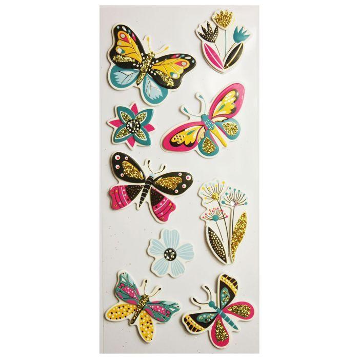 Glitter and Gold Embossed Stickers - Butterflies