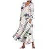 Women's Fashion Casual Print Round Neck 3/4 Sleeve Loose Pocket Dress