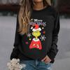 Women's Fashion Casual Long Sleeve Solid Color Christmas Printed Round Neck Top Sweatshirt