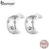 Женские серьги-гвоздики BAMOER из стерлингового серебра 925 пробы с полукругом и звездами, платиновые серьги с цирконием, изящные ювелирные изделия
