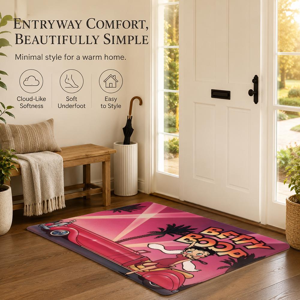 Cute B-Betty Boop Floor Mat Cozy Minimalist Flannel Area Rug Anti-Slip Washable Bedroom Living Room Decor