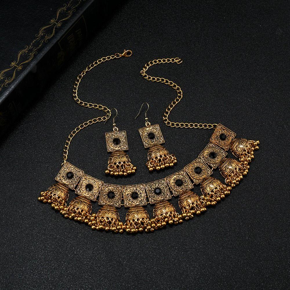 Жемчужный Богемный Набор Серьги Золотая Ретро Цепочка на Ключицу Персонализированное Этническое Ожерелье Ювелирные Изделия