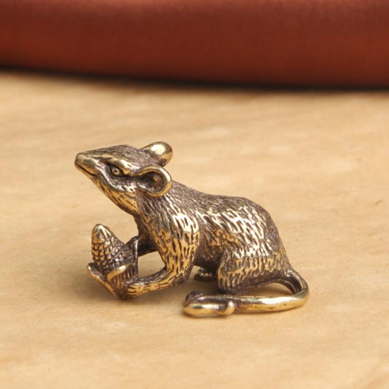 Медь Мышь Подношение Фигурки Миниатюры Креативная Милая Крыса Счастливое Животное Маленькое Настольное Украшение Фэн-шуй Домашний Декор