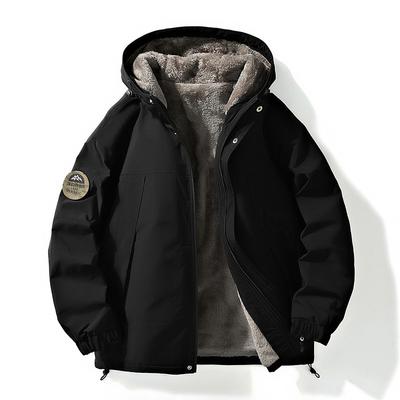Хлопковая куртка, мужское пальто, рабочая одежда, с капюшоном, осень и зима с толстой бархатной застежкой