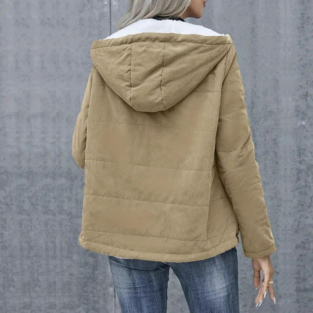 Women's Solid-color Loose Long-sleeved Fashionable And Warm Fleece Jacket