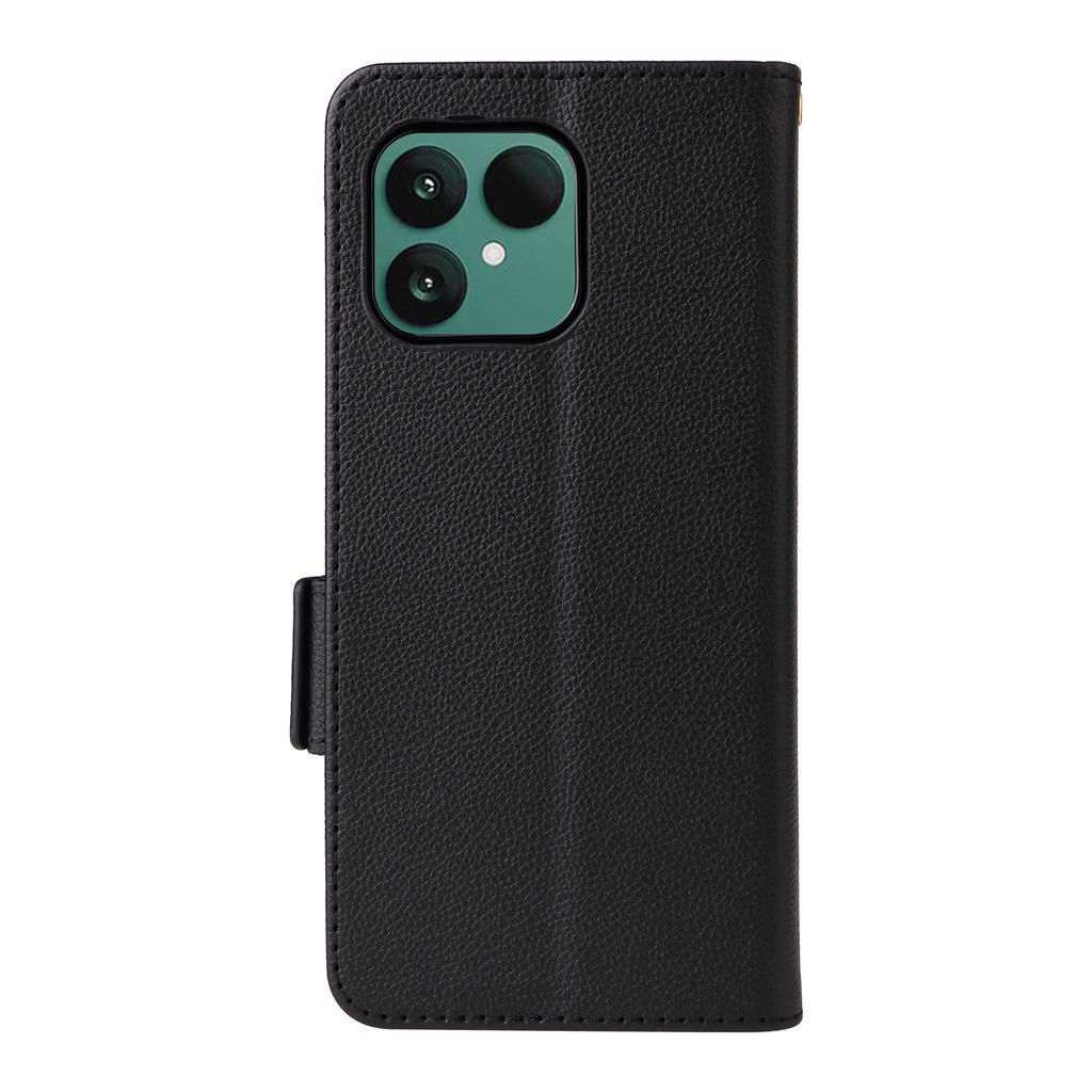 For Fairphone 6 Case with Wrist Strap Litchi Texture PU Leather Wallet Phone Cover